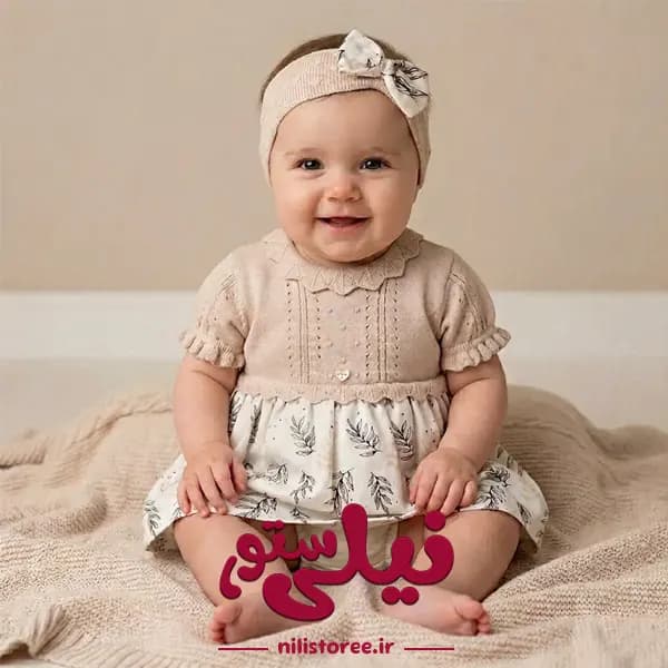 پیراهن دخترانه لئوکینگ با تل طرح برگ کد 5364
