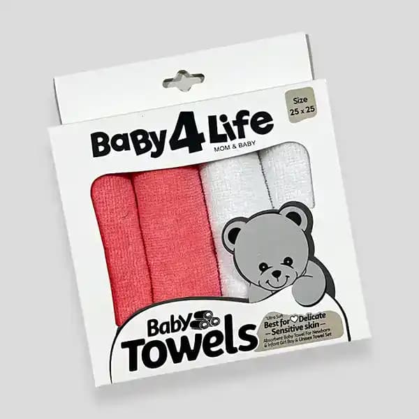 حوله دست و صورت نوزاد 4 عددی بیبی فورلایف baby4life — تصویر ۳