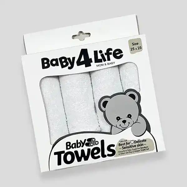 حوله دست و صورت نوزاد 4 عددی بیبی فورلایف baby4life — تصویر ۴