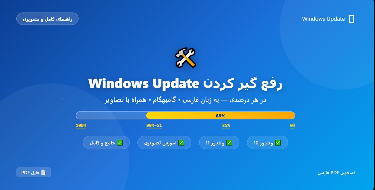 راهنمای رفع گیر کردن Windows Update – 0% ، 35% ، 51–99% ، 100%