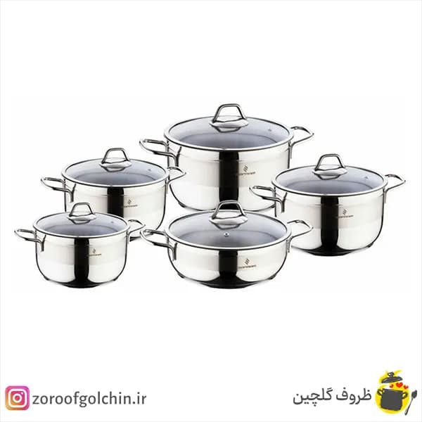 سرویس قابلمه استیل سفرام ترکیه 10 پارچه