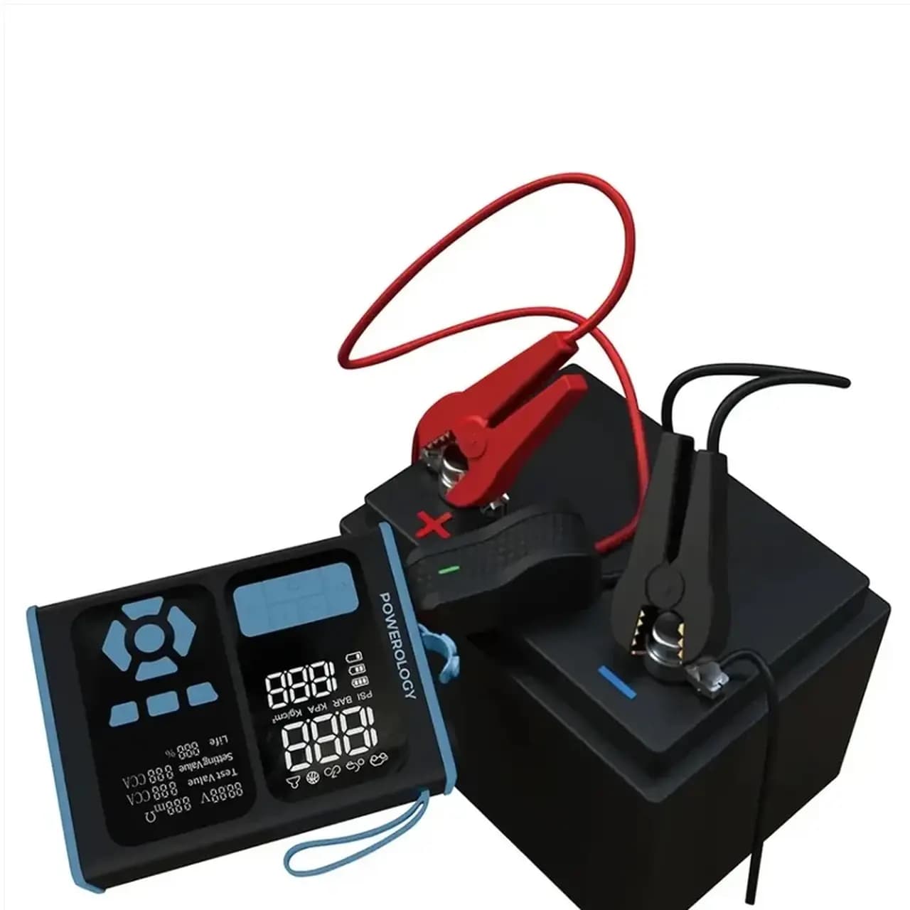 جامپ استارتر و پمپ باد تایر پاوربانک PD و فست شارژ Powerology 20W 15200mAh مدل PPBCHA95BKBU – مشکی آبی (گارانتی 6 ماهه شرکتی) — تصویر ۱۱