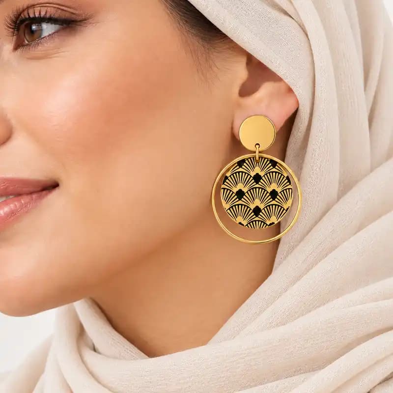 گوشواره آویز طرح برگ جینکو-زیورینو — تصویر ۲