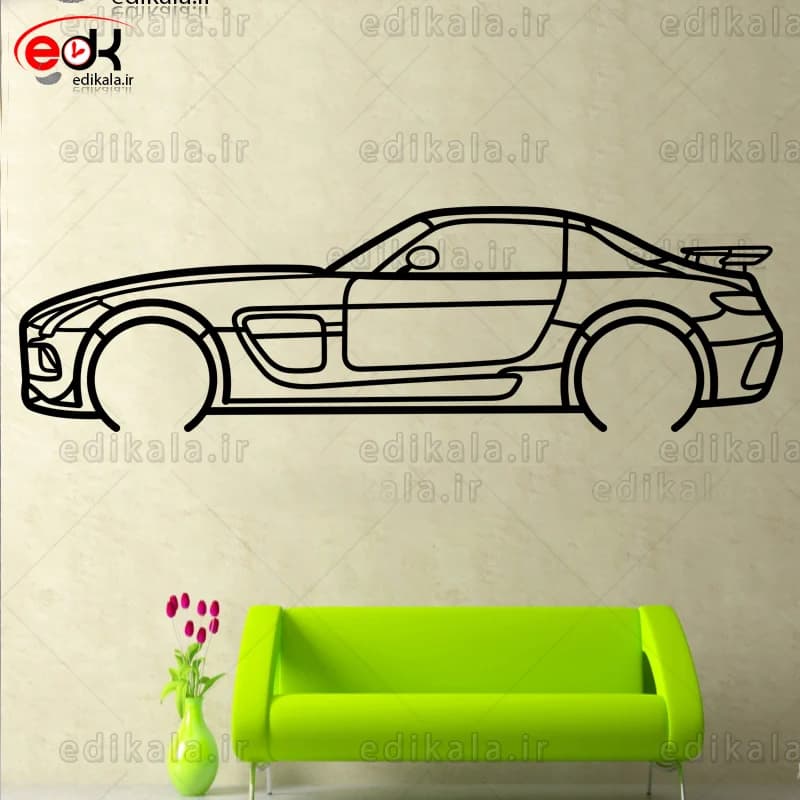 تابلو طرح ماشین بنز شماره 10 با چراغ نئون+آداپتور+با انتخاب سایز دلخواه
