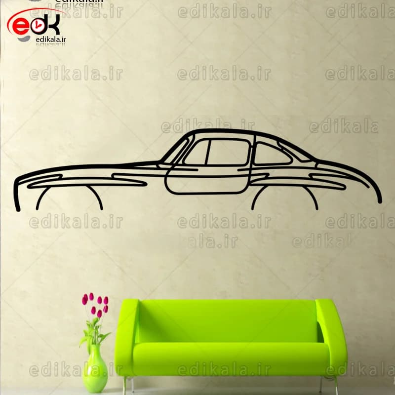 تابلو طرح ماشین بنز شماره 5 با چراغ نئون+آداپتور+با انتخاب سایز دلخواه