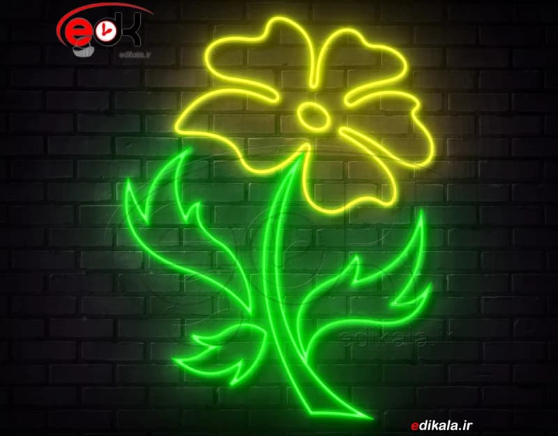 تابلو نئون طرح گل شماره 53 در ابعاد مختلف +آداپتور+ فایل لایه باز