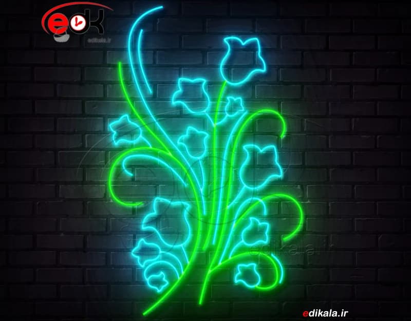 تابلو نئون طرح گل شماره 51 در ابعاد مختلف +آداپتور+ فایل لایه باز