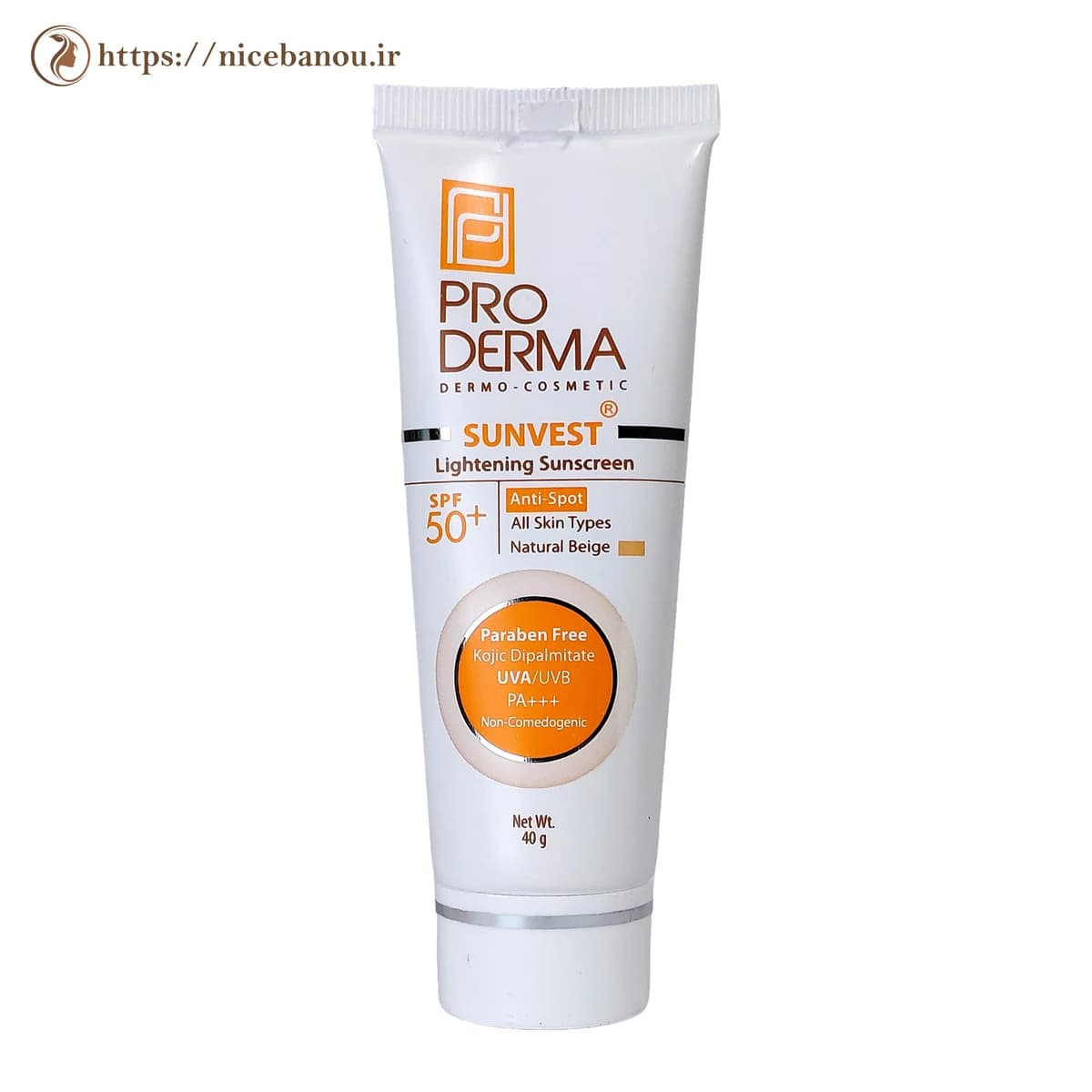 کرم ضد آفتاب رنگی ضد لک و روشنکننده پرودرما Sunvest SPF50+ بژ طبیعی 40 گرم — تصویر ۴