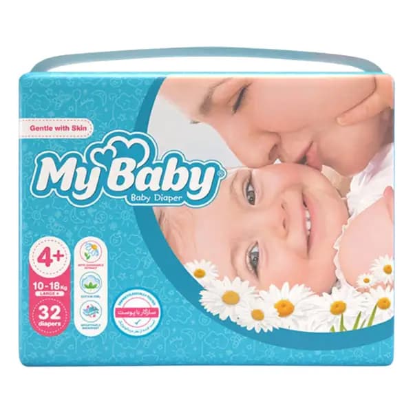 پوشک مای بی بی سایز 4+ (10 تا 18 کیلوگرم) بسته 32 عددی