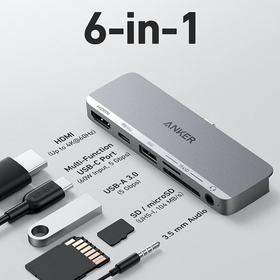 هاب USB-C شش پورت انکر Anker 541 برای iPad — تصویر ۳