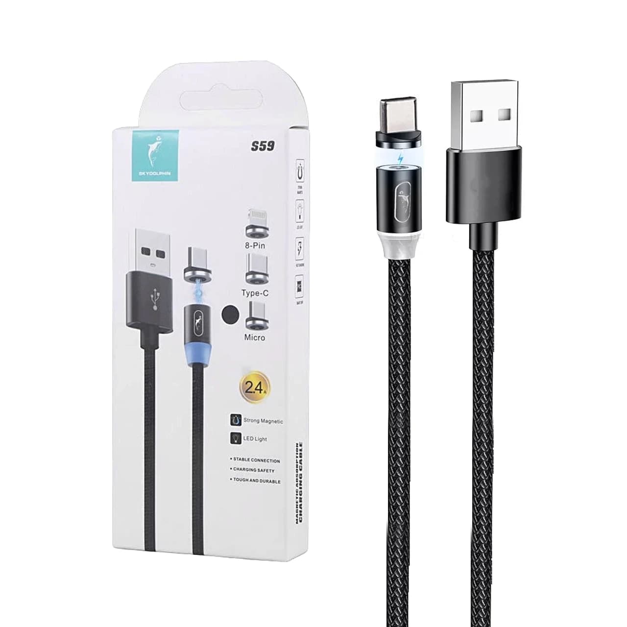کابل شارژ فست Sky Dolphin Type-C مدل S59 – مشکی – TCO