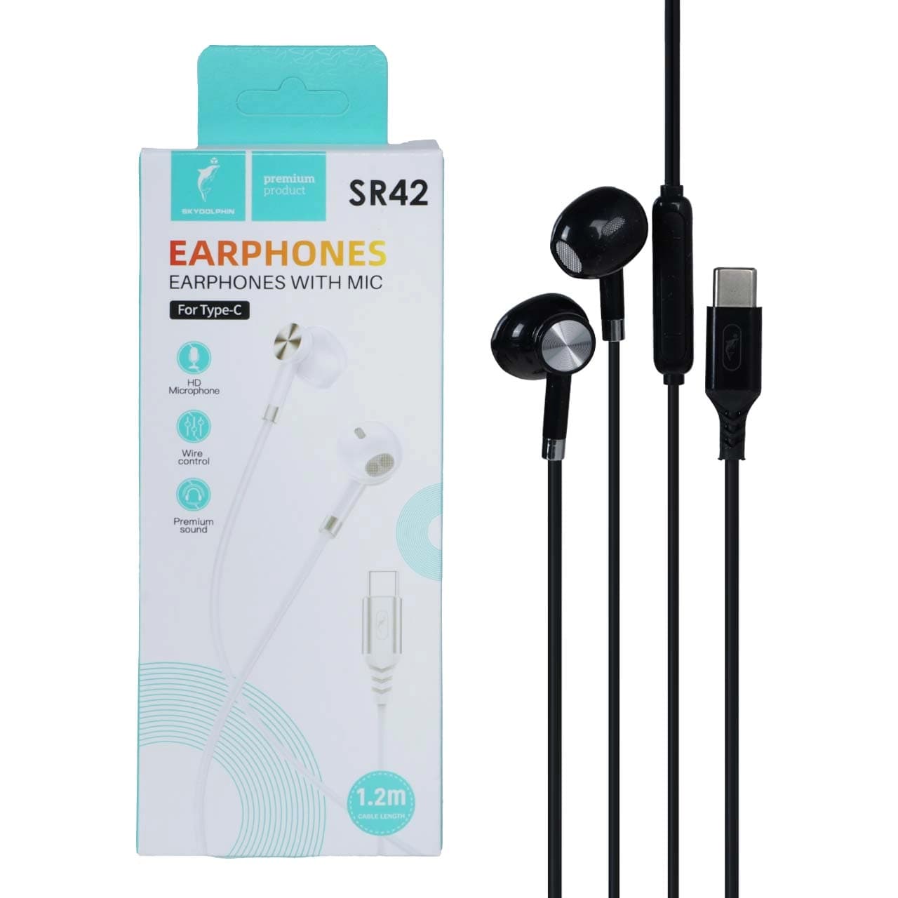 هندزفری باسیم Sky Dolphin Type-C مدل SR42 – مشکی – TCO