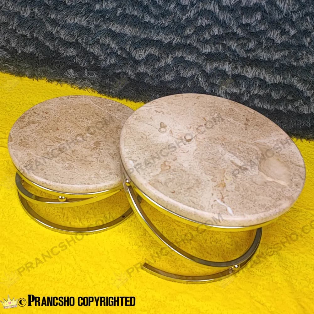 استند پذیرایی دو طبقه سنگی پایه گوشواره‌ای نقره‌ای سنگ پارادایس نسکافه‌ای — تصویر ۴