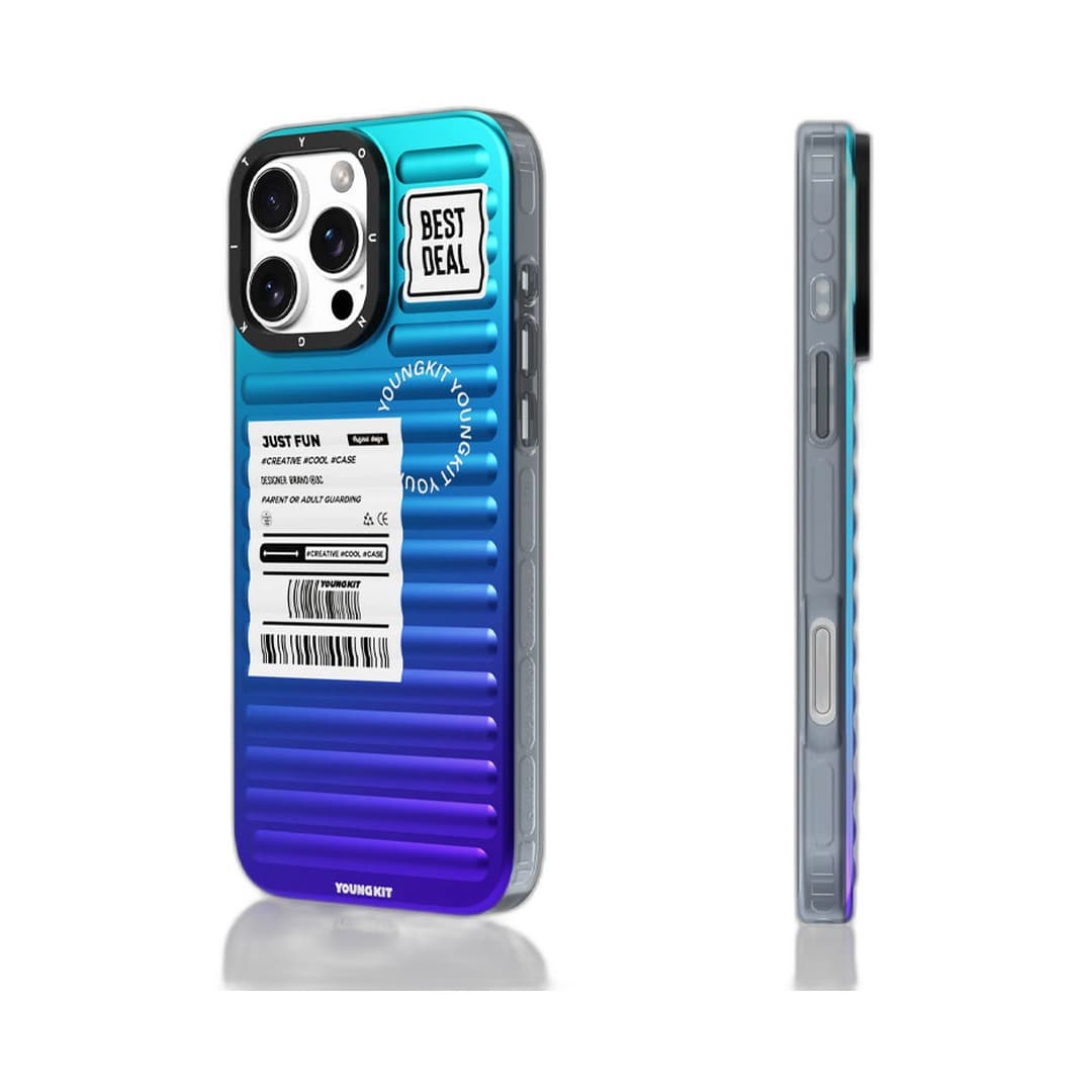 قاب محافظ ضد ضربه آیفون ۱۶ پرو مکس یانگ کیت YoungKit مدل Blue Fantasy Luggage — تصویر ۲