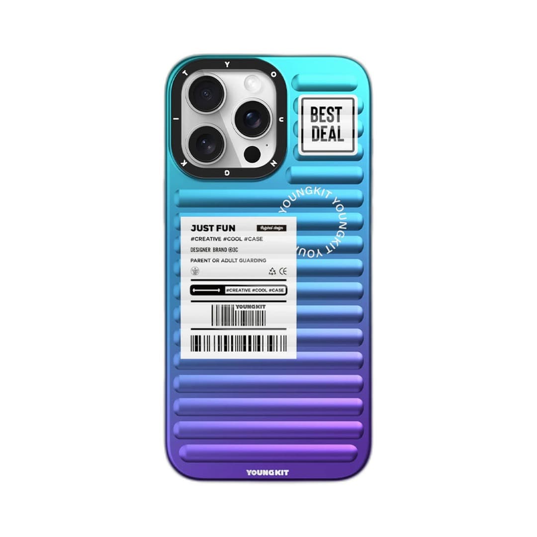 قاب محافظ ضد ضربه آیفون ۱۶ پرو مکس یانگ کیت YoungKit مدل Blue Fantasy Luggage