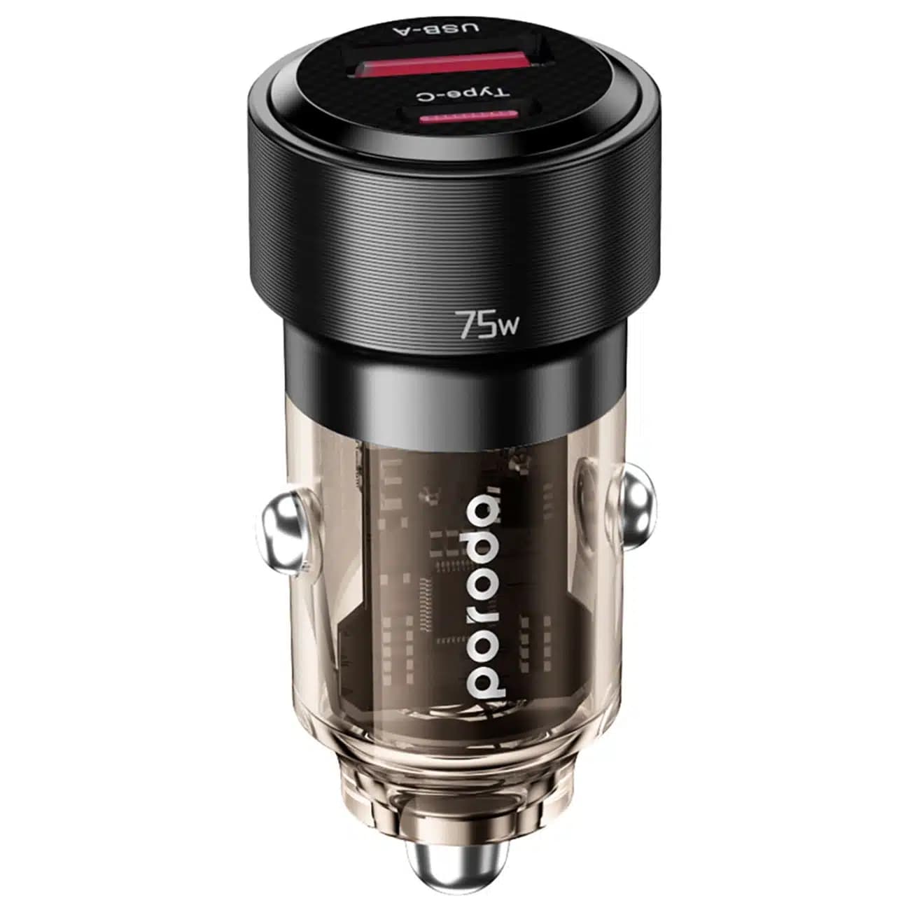 شارژر فندکی پورودو Porodo مدل PD-75TDCC-BK توان 75 وات دو پورت — تصویر ۲