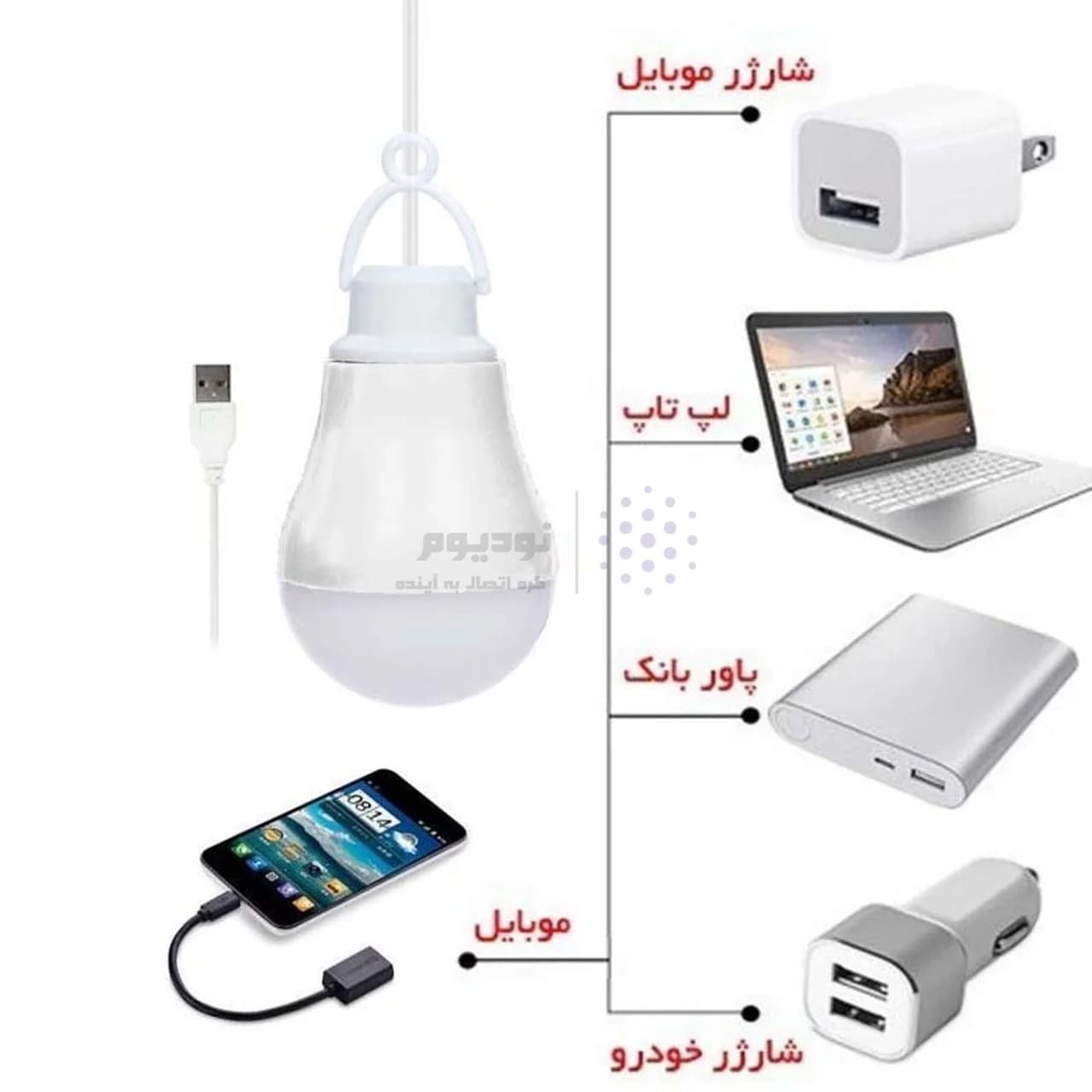 لامپ LED USB مهتابی – سفید – ASP — تصویر ۴