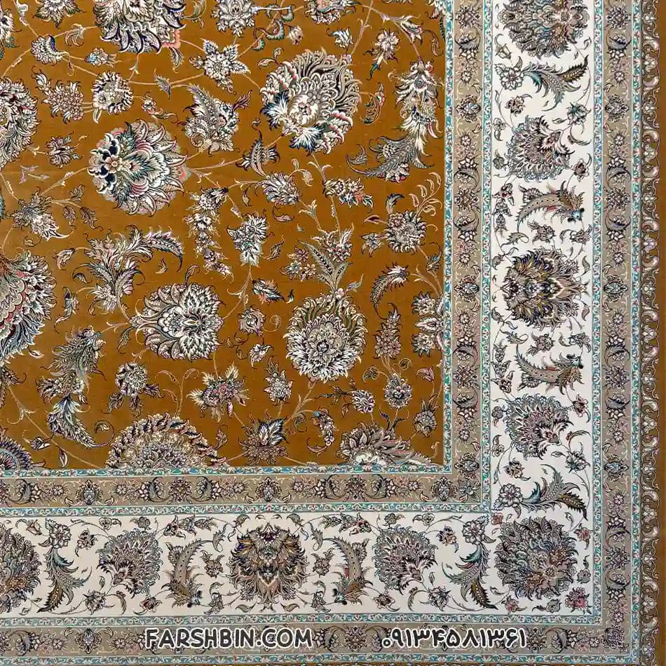 فرش دستبافت نسکافه ای افشان 1500 شانه کد 7531 — تصویر ۲