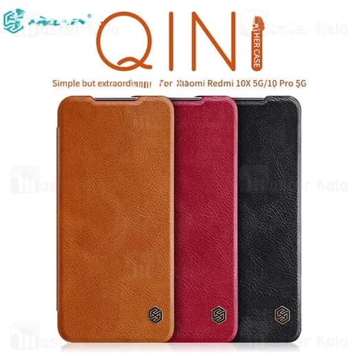 کیف چرمی نیلکین شیائومی Xiaomi Redmi 10X 5G / Redmi 10X Pro Nillkin Qin Leather Case