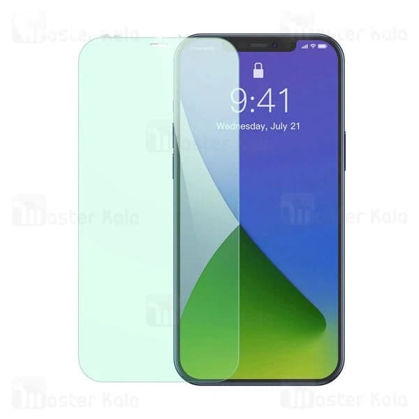 پک 2 تایی محافظ صفحه شیشه ای ضد اشعه بیسوس Baseus SGAPIPH54N-LP02 Apple iPhone 12 Mini Green Glass — تصویر ۲