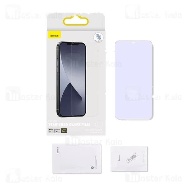 پک 2تایی محافظ صفحه شیشه ای تمام صفحه و ضد اشعه بیسوس Apple iPhone 12 Mini Baseus SGAPIPH54N-LF02 — تصویر ۲