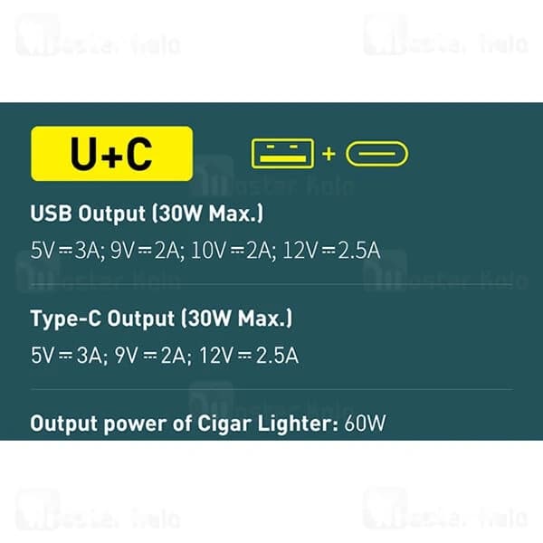 شارژر فندکی بیسوس Baseus CCBX-120C CCBT-C0G توان 120 وات — تصویر ۵