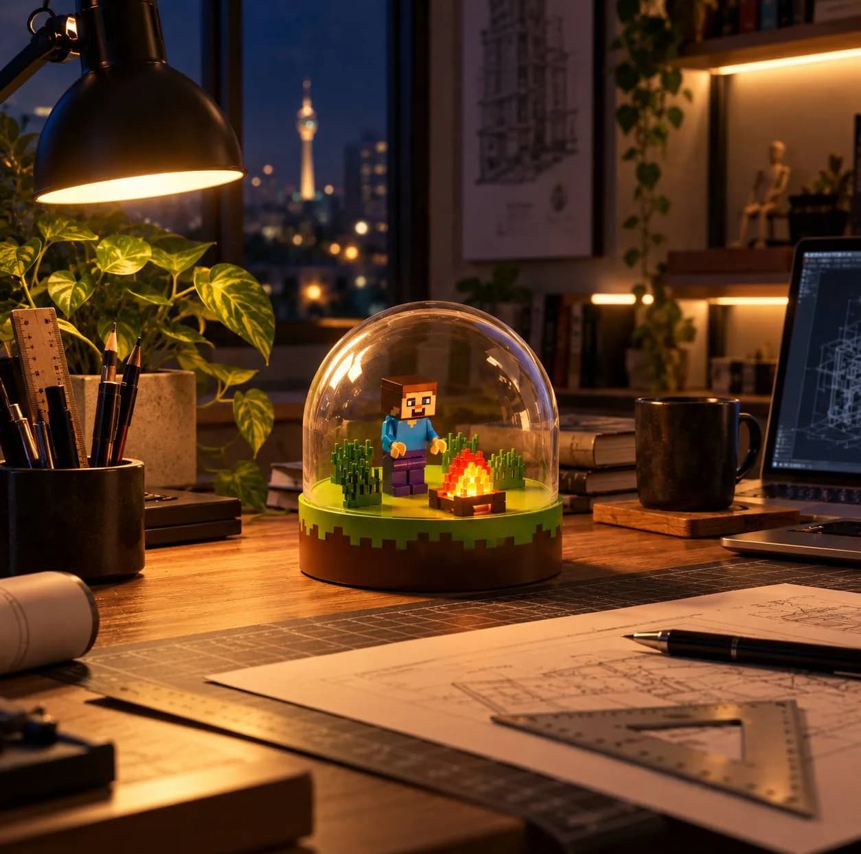 چراغ خواب کودک مدل ماینکرفت کد RIMO-02B — تصویر ۳