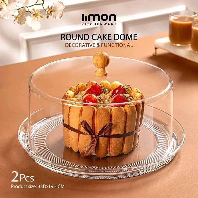 ظرف کیک لیمون شیشه ای گرد 2517