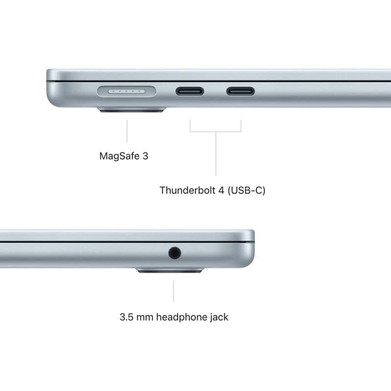 لپ‌تاپ 13.6 اینچی اپل مدل MacBook Air MDHD4 2026 LLA، مجهز به پردازنده M5 با 10 هسته، رم 24 گیگابایت Unified، حافظه SSD با ظرفیت 1 ترابایت، نمایشگر Liquid Retina با رزولوشن 2560×1664 پیکسل، پشتیبانی ا — تصویر ۶