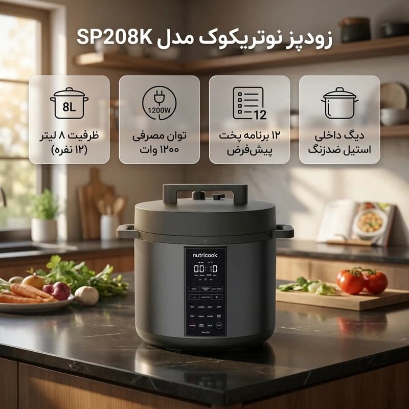 زودپز برقي نوتریکوک PC-NC-SP208K — تصویر ۲