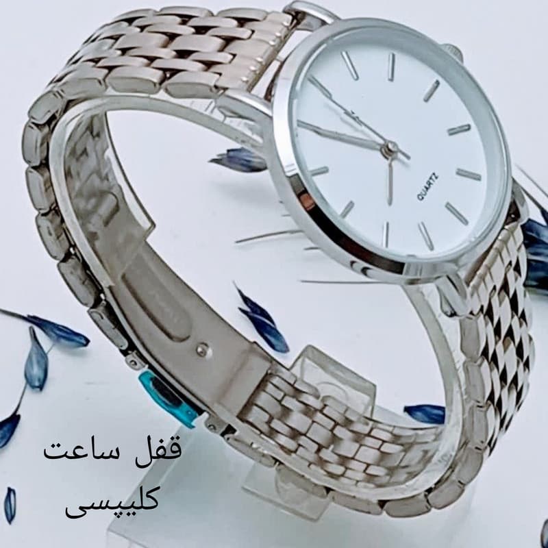 ساعت مچی عقربه‌ای مردانه کوارتز مدل لوکس کلاسیک بند طرح بافت کد C01 — تصویر ۴