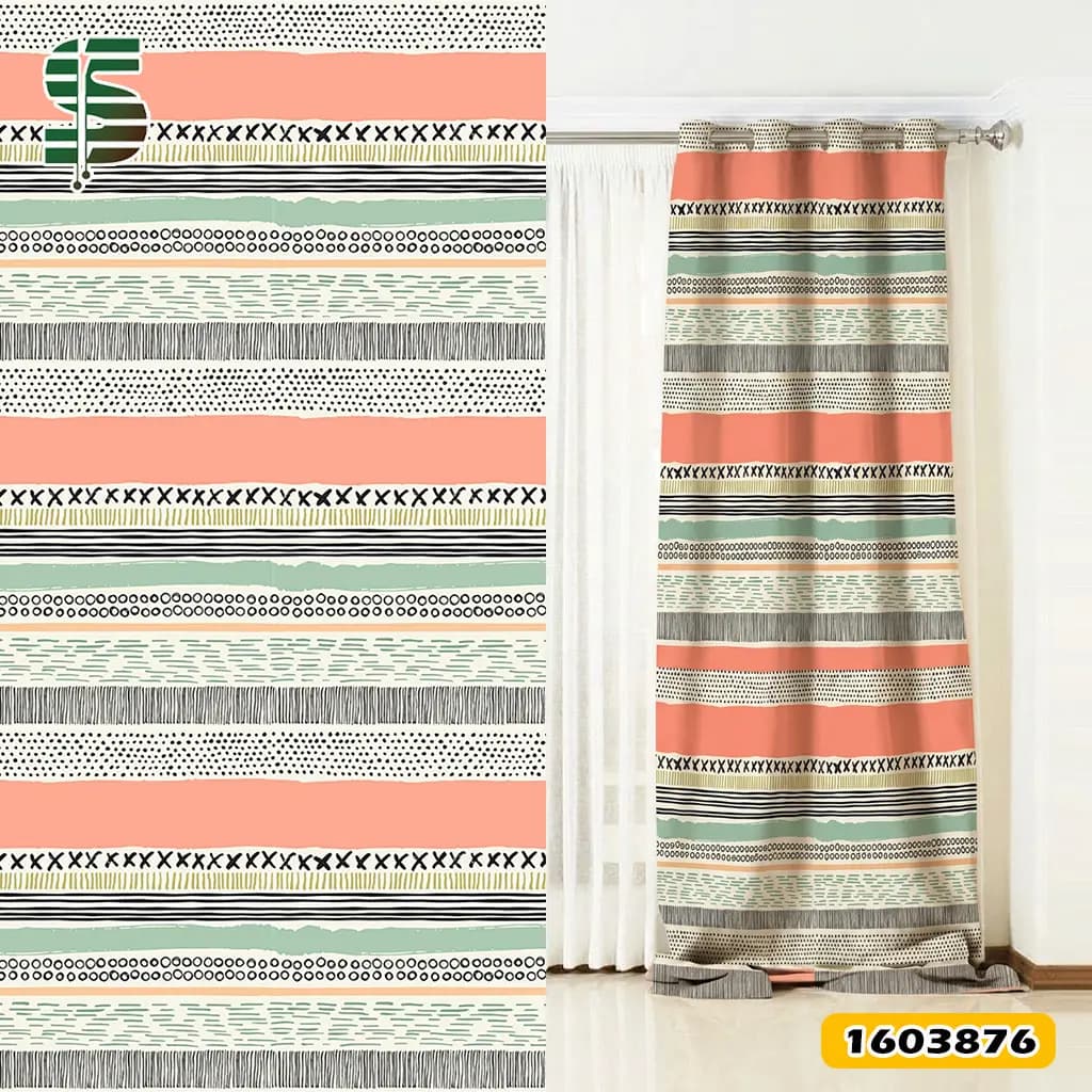 پرده پانچ طرح دار کد 1603876 مدل ریتم هندسی