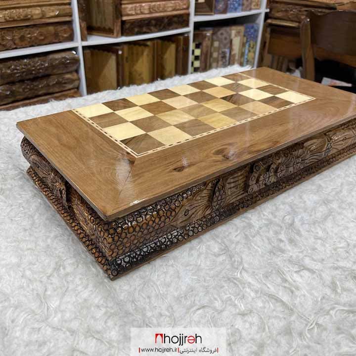 تخته نرد و شطرنج چوب گردو منبت کاری دور خفاشی طرح هشتپر کد TNS610