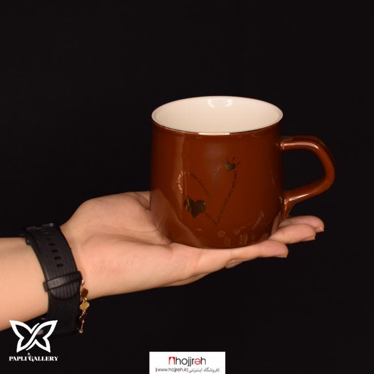 ماگ ( لیوان ) لب طلایی قهوه ای طرح LOVE قلب کد P103 — تصویر ۳