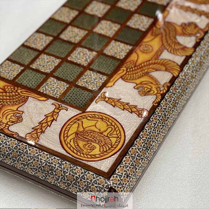 تخته نرد خاتم کاری صدفی طرح نقاشی هخامنشی کد TNS482