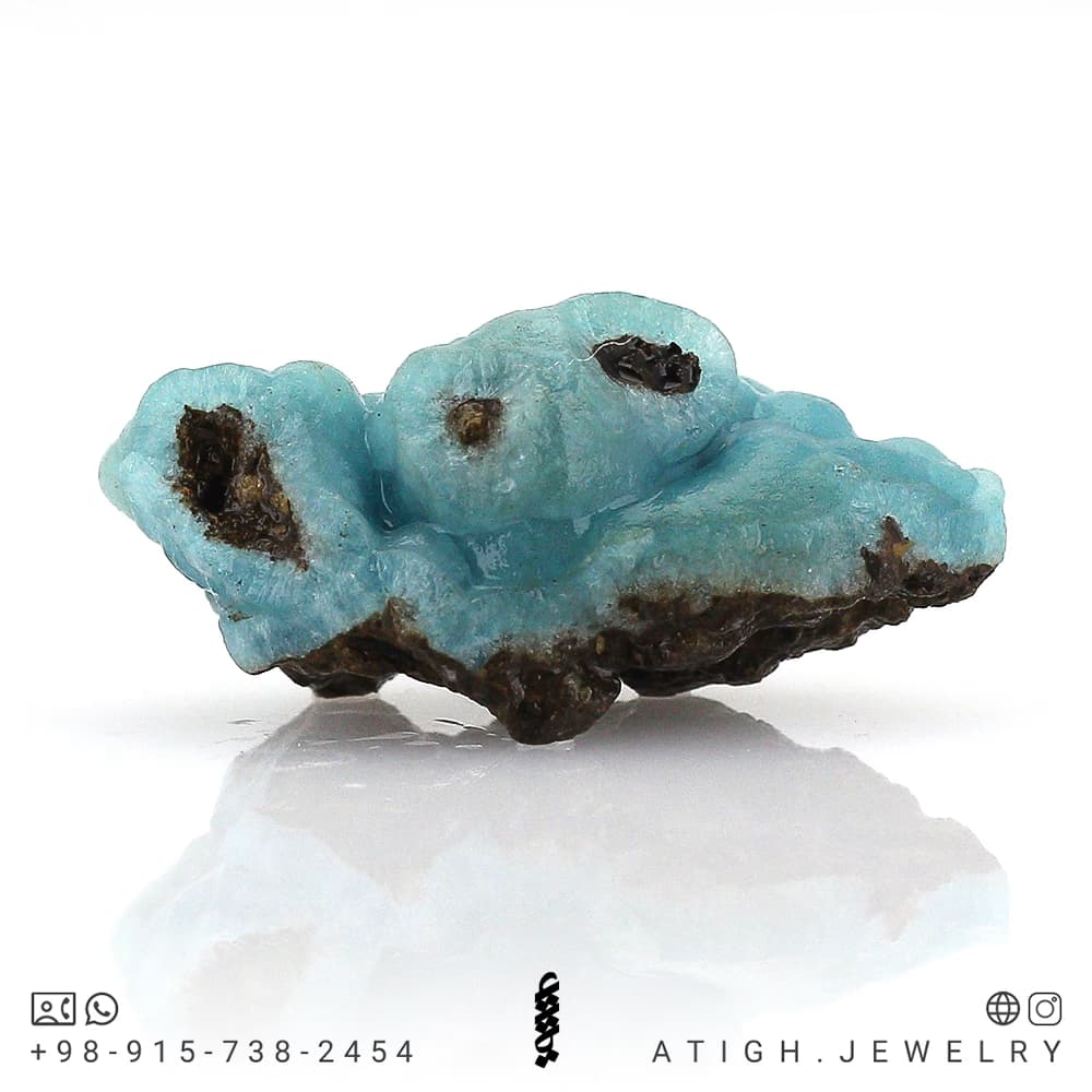 سنگ راف همی مورفیت – hemimorphite معدنی کمیاب نمونه کلکسیونی مناسب دکوری، سنگ درمانی و ساخت زیور کیفیت بینظیر وزن حدود ۴۶.۵ قیراط — تصویر ۲