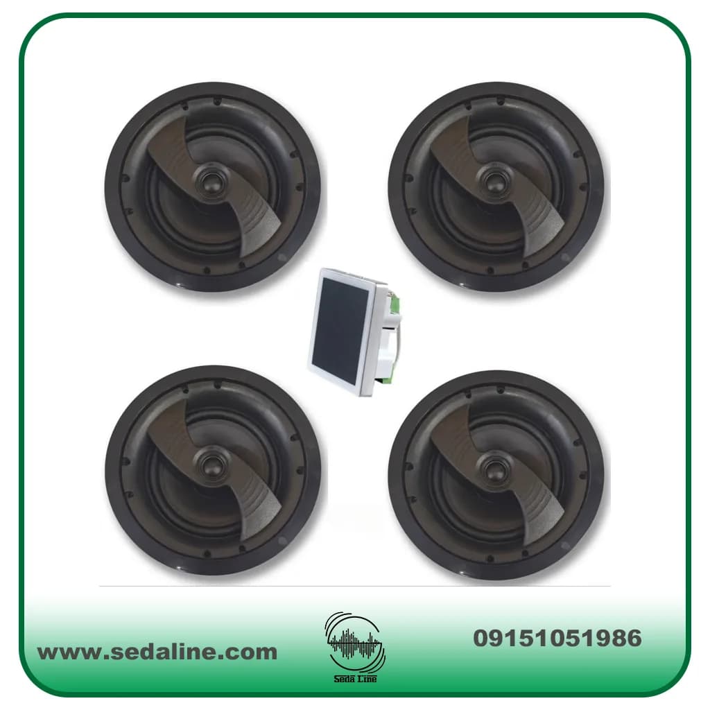 بلندگوی سقفی توکار 4عدد مدل نیوساند مدل 178 CT با آمپلی فایر دیواری برند ADLER مدل Z90B دو زون