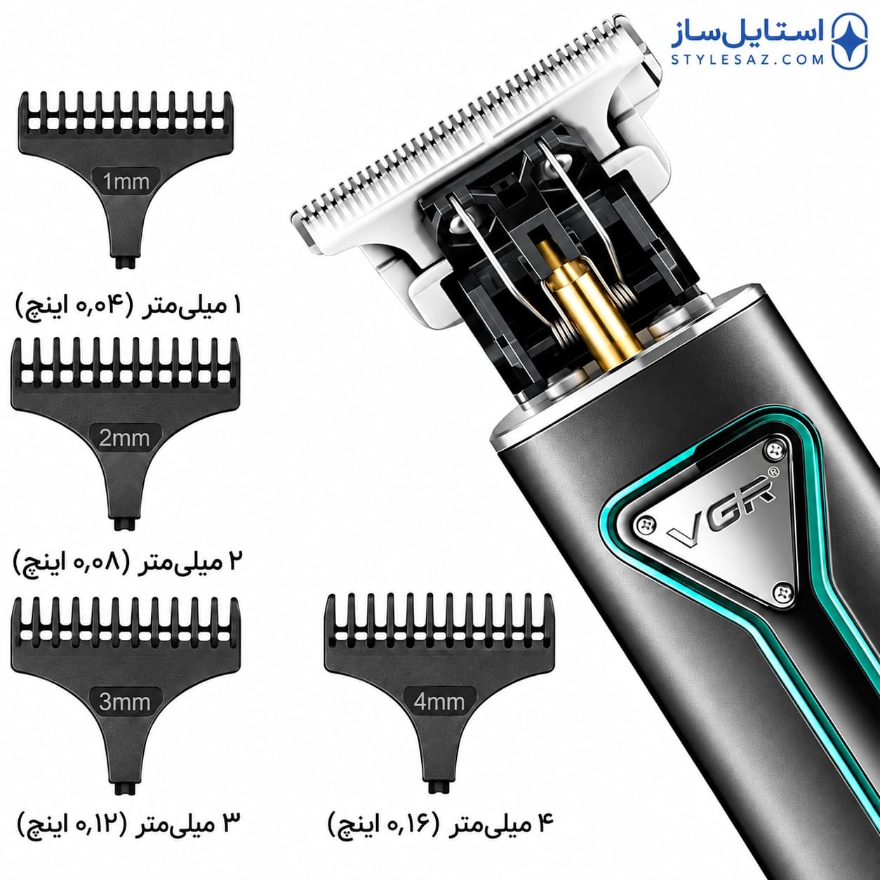 ماشین اصلاح خط زن وی جی آر مدل V-009 با تیغه صفرزن و حالت توربو — تصویر ۲