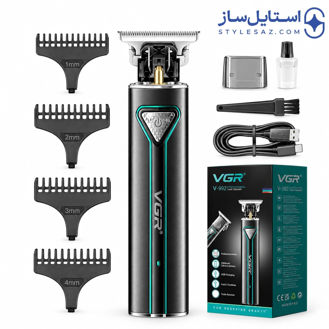 ماشین اصلاح خط زن وی جی آر مدل V-009 با تیغه صفرزن و حالت توربو