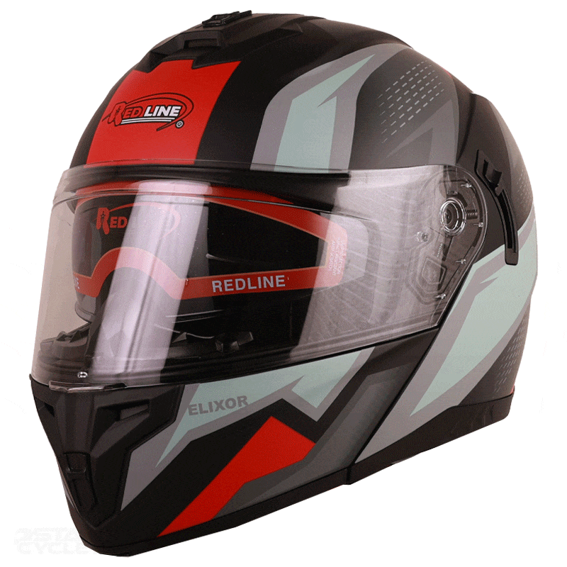 کلاه کاسکت فک متحرک ردلاین مدل 938 Matt Black red gray
