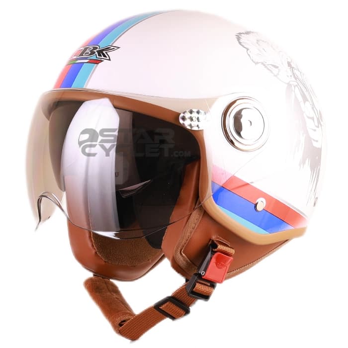 کلاه کاسکت وسپایی IBK مدل B110 WHITE BLUE REDLINE
