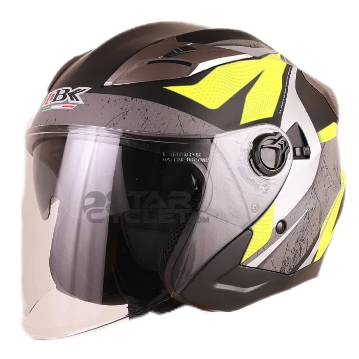 کلاه کاسکت بدون فک IBK مدل K708 MATT BLACK GRAY YELLOW