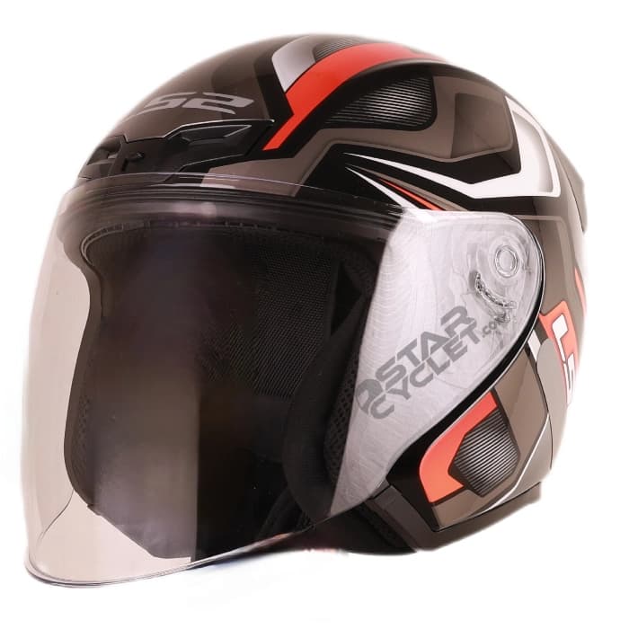 کلاه کاسکت بدون فک ال اس 2 مدل 608 BLACK RED WHITE