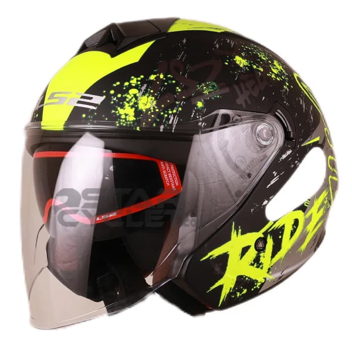 کلاه کاسکت بدون فک ال اس 2 مدل TWISTER RIDE MATT GREEN