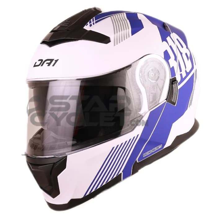 کلاه کاسکت فک متحرک DA1 مدل 107 MATT BLACK GRAPHIC BLUE