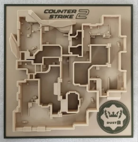 کارت تزئینی نقشه Dust2 بازی CS2 | خدمات چاپ سه بعدی سفارشی
