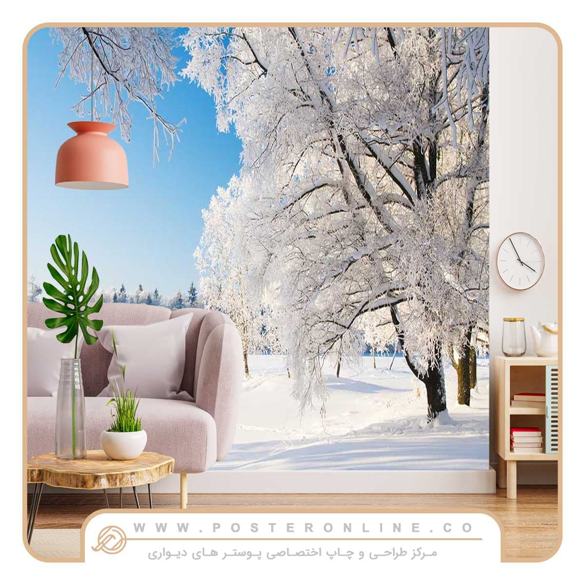 پوستر دیواری زمستانی درختان پوشیده از برف کد n-6906