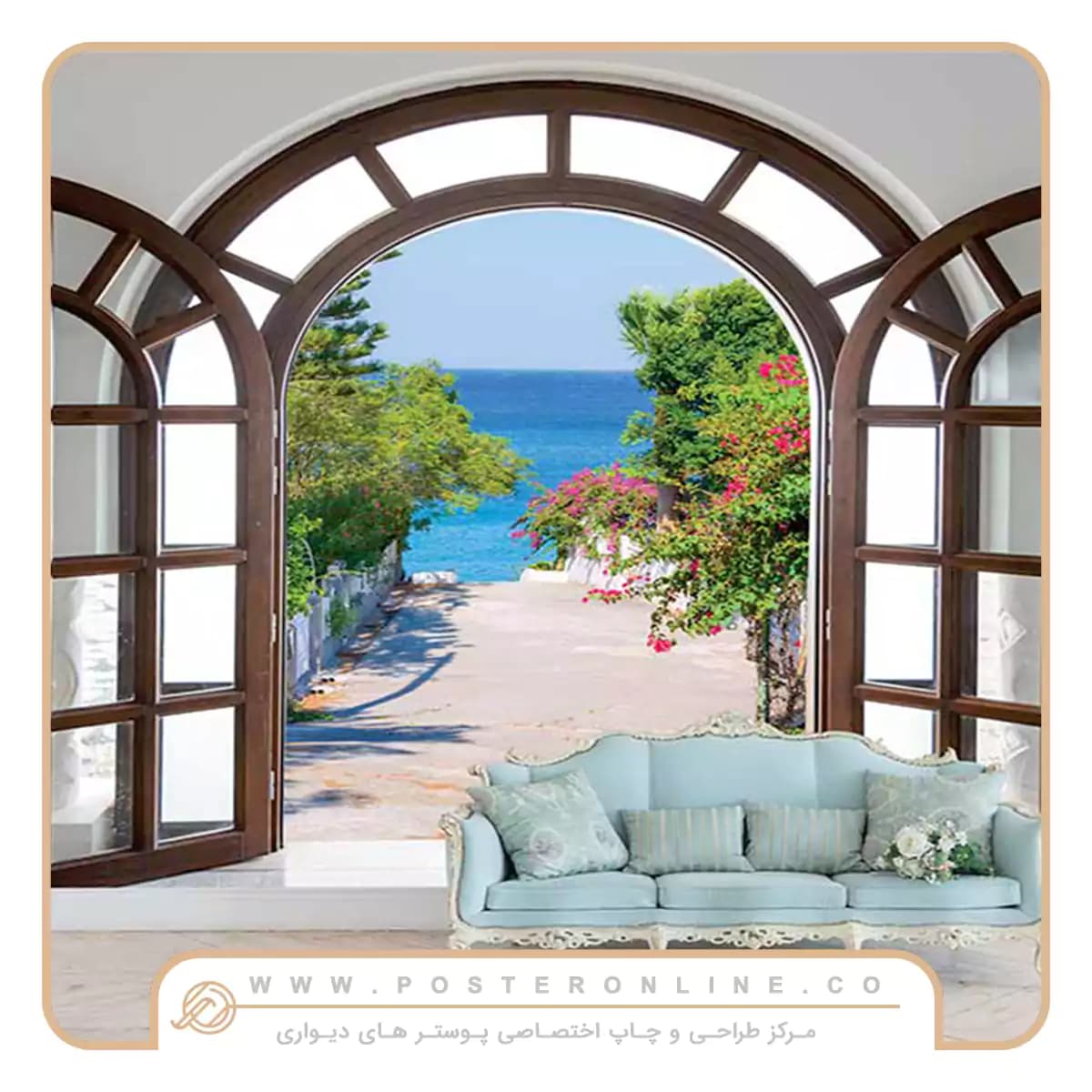 پوستر دیواری منظره پنجره و گل کد n-7923