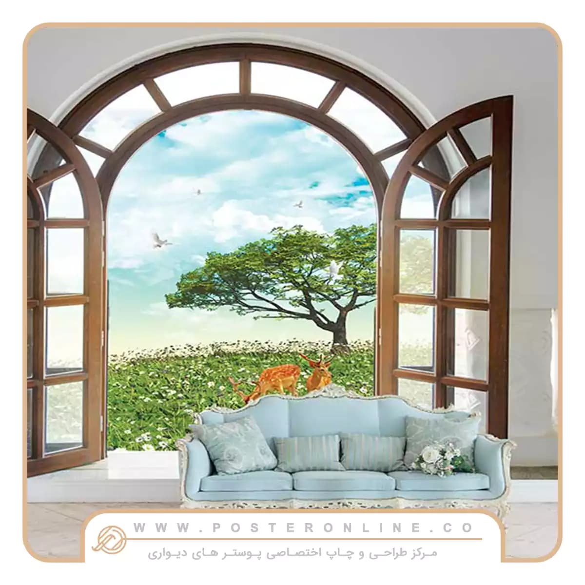 پوستر دیواری منظره پنجره رو به طبیعت کد n-7850