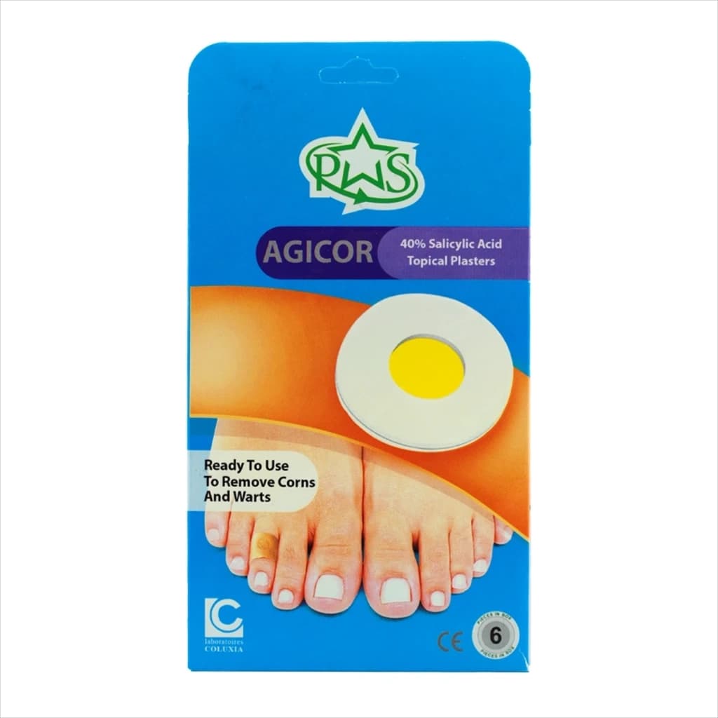 چسب موضعی میخچه آجیکور حاوی 40 درصد اسید سالیسیلیک 6 عدد (Agicor 40% Salicylic Acid Topical Plasters)
